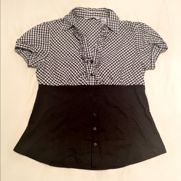 3 for $21 button down blouse by signature by larry levine. size: L - Picture 2 of 3